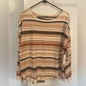 Liverpool Cream and Tan 3/4 Sleeve Boxy Blouse